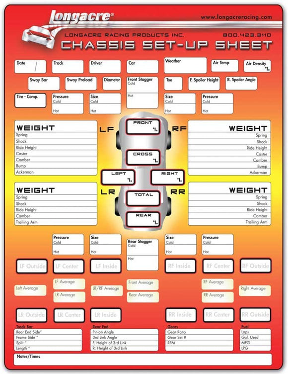 Chassis Setup and Tire Chart